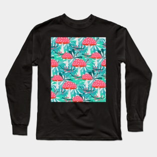 Cheerful mushrooms and flowers Long Sleeve T-Shirt